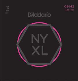 D'Addario NYXL0942-3P Nickel Wound Electric Guitar Strings, Super Light, 9-42, 3 Sets 