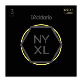 D'Addario NYXL0946-P Nickel Wound Electric Guitar Strings, Super Light Top / Regular Bottom, 9-46, 3 Sets 