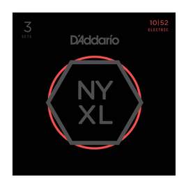 D'Addario NYXL1052-3P Nickel Wound Electric Guitar Strings, Light Top / Heavy Bottom, 10-52, 3 Sets 