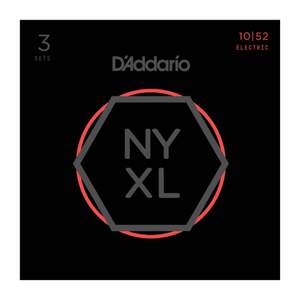 D'Addario NYXL1052-3P Nickel Wound Electric Guitar Strings, Light Top / Heavy Bottom, 10-52, 3 Sets