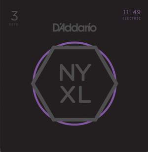 D'Addario NYXL1149-3P Nickel Wound Electric Guitar Strings, Medium, 11-49, 3 Sets