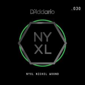 D'Addario NYNW030 NYXL Nickel Wound Electric Guitar Single String, .030