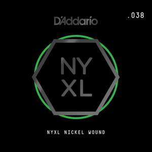 D'Addario NYNW038 NYXL Nickel Wound Electric Guitar Single String, .038