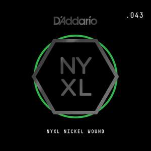 D'Addario NYNW043 NYXL Nickel Wound Electric Guitar Single String, .043