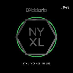 D'Addario NYNW048 NYXL Nickel Wound Electric Guitar Single String, .048