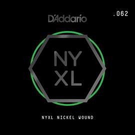 D'Addario NYNW062 NYXL Nickel Wound Electric Guitar Single String, .062