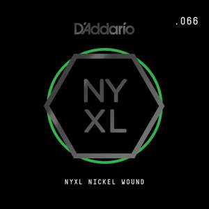 D'Addario NYNW066 NYXL Nickel Wound Electric Guitar Single String, .066