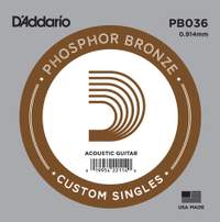 D'Addario PB036 Phosphor Bronze Wound Acoustic Guitar Single String, .036