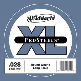 D'Addario PSB028W ProSteels Bass Guitar Single String, Long Scale, .028