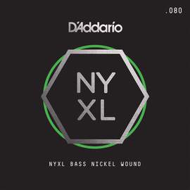 D'Addario NYXLB080, NYXL Nickel Wound Bass Guitar Single String, Long Scale, .080