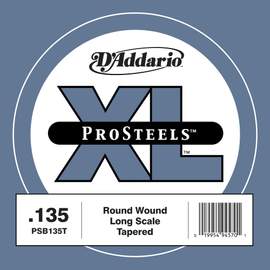 D'Addario PSB135T ProSteels Bass Guitar Single String, Long Scale, .135, Tapered