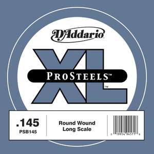D'Addario PSB145 ProSteels Bass Guitar Single String, Long Scale, .145