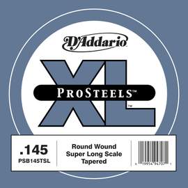 D'Addario PSB145TSL ProSteels Bass Guitar Single String, Super Long Scale, .145, Tapered