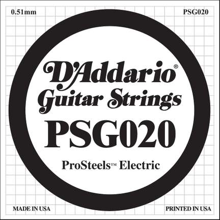 D'Addario PSG020 ProSteels Electric Guitar Single String, .020