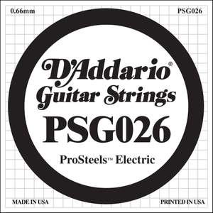 D'Addario PSG026 ProSteels Electric Guitar Single String, .026