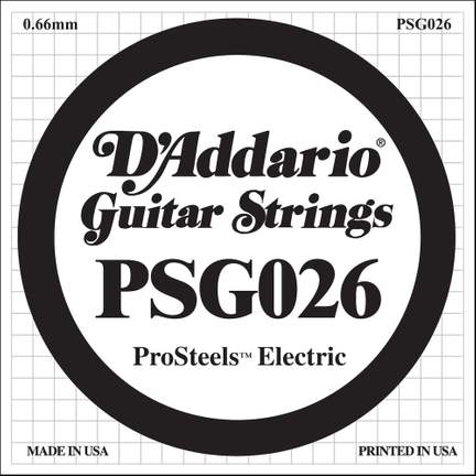 D'Addario PSG026 ProSteels Electric Guitar Single String, .026