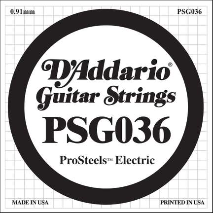 D'Addario PSG036 ProSteels Electric Guitar Single String, .036