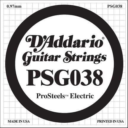 D'Addario PSG038 ProSteels Electric Guitar Single String, .038