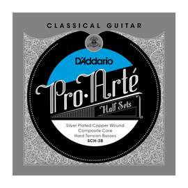 D'Addario SCH-3B Pro-Arte Silver Plated Copper on Composite Core Classical Guitar Half Set, Hard Tension