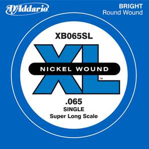 D'Addario XB065SL Nickel Wound Bass Guitar Single String, Super Long Scale, .065