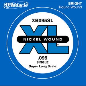 D'Addario XB095SL Nickel Wound Bass Guitar Single String, Super Long Scale, .095
