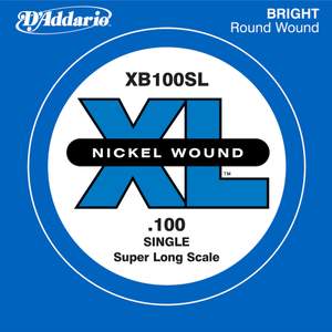 D'Addario XB100SL Nickel Wound Bass Guitar Single String, Super Long Scale, .100