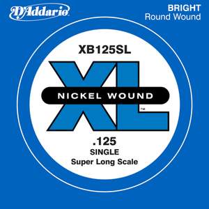 D'Addario XB125 Nickel Wound Bass Guitar Single String, Super Long Scale, .125