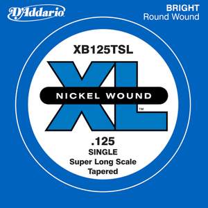 D'Addario XB125TSL Nickel Wound Bass Guitar Single String, Super Long Scale, .125, Tapered