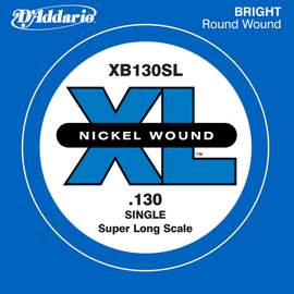 D'Addario XB130 Nickel Wound Bass Guitar Single String, Super Long Scale, .130