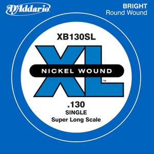 D'Addario XB130 Nickel Wound Bass Guitar Single String, Super Long Scale, .130