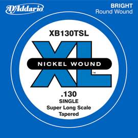 D'Addario XB130T Nickel Wound Bass Guitar Single String, Super Long Scale, .130, Tapered