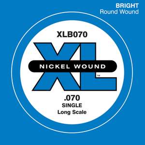 D'Addario XLB070 Nickel Wound Bass Guitar Single String, Long Scale, .070