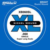 D'Addario XB060SL Nickel Wound Bass Guitar Single String, Super Long Scale, .060