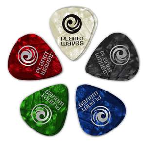 D'Addario Assorted Pearl Celluloid Guitar Picks, 100 pack, Extra Heavy