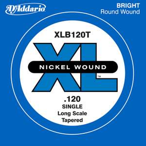 D'Addario XB120T Nickel Wound Bass Guitar Single String, Long Scale, .120, Tapered