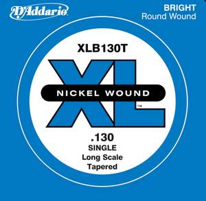 D'Addario XLB130T Nickel Wound Bass Guitar Single String, Long Scale, .130, Tapered