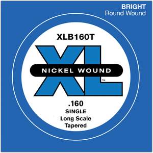 D'Addario XLB160T Nickel Wound Bass Guitar Single String, Long Scale, .160, Tapered