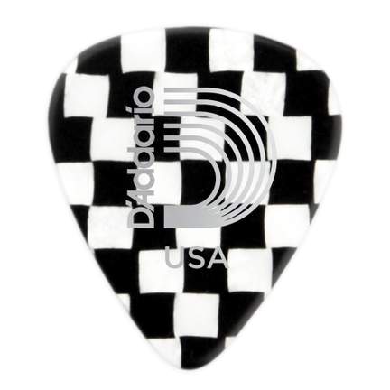 D'Addario Checkerboard Celluloid Guitar Picks 25 pack, Medium 