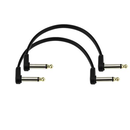 D'Addario Flat Patch Cable, 6in Offset Right Angle, Twin PK