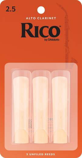 Rico Organic Alto Clarinet Reeds, Strength 2.5, Pack of 3
