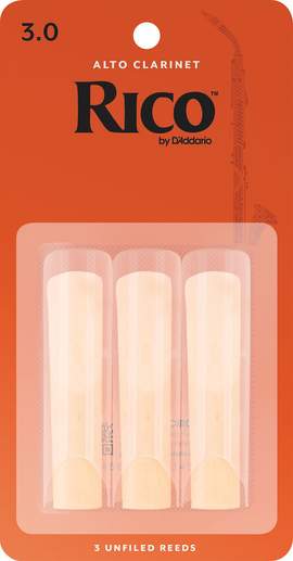 Rico Organic Alto Clarinet Reeds, Strength 3.0, Pack of 3