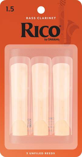 Rico Organic Bass Clarinet Reeds, Strength 1.5, Pack of 3