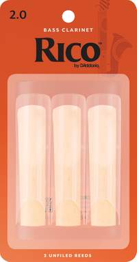 Rico by D'Addario Bass Clarinet Reeds, Strength 2, 3 Pack