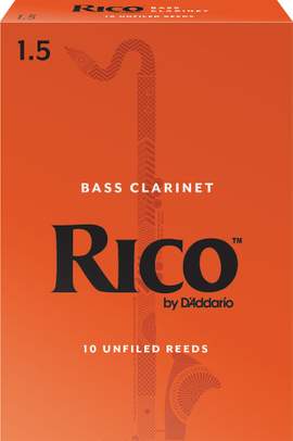 Rico Organic Bass Clarinet Reeds, Strength 1.5, Pack of 10