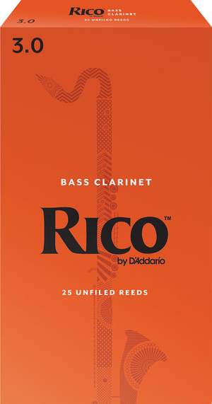 Rico by D'Addario Bass Clarinet Reeds, Strength 3, 25 Pack