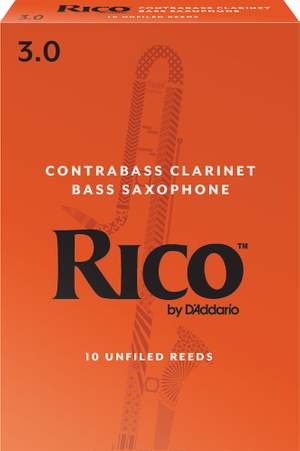 Rico by D'Addario Contra Clarinet/Bass Sax Reeds, Strength 3, 10-pack