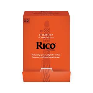Rico by D'Addario Bb Clarinet Reeds, Strength 3.0, 50-pack