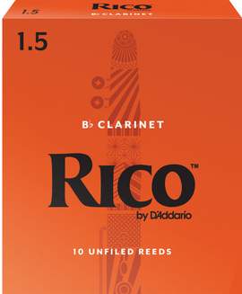 Rico Organic Bb Clarinet Reeds, Strength 1.5, Pack of 10