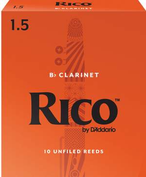 Rico by D'Addario Bb Clarinet Reeds, Strength 1.5, 10-pack
