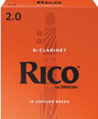Rico by D'Addario Bb Clarinet Reeds, Strength 2, 10-pack